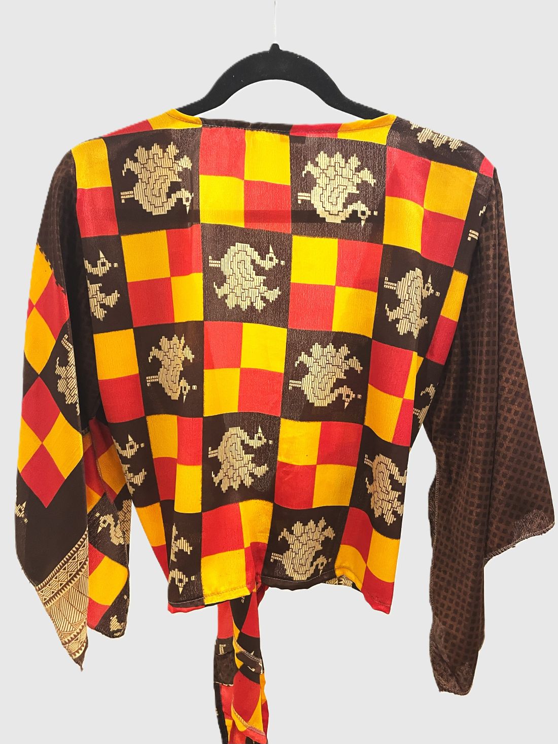 Indian Tight Top Bluse in Braun, Rot und Orange