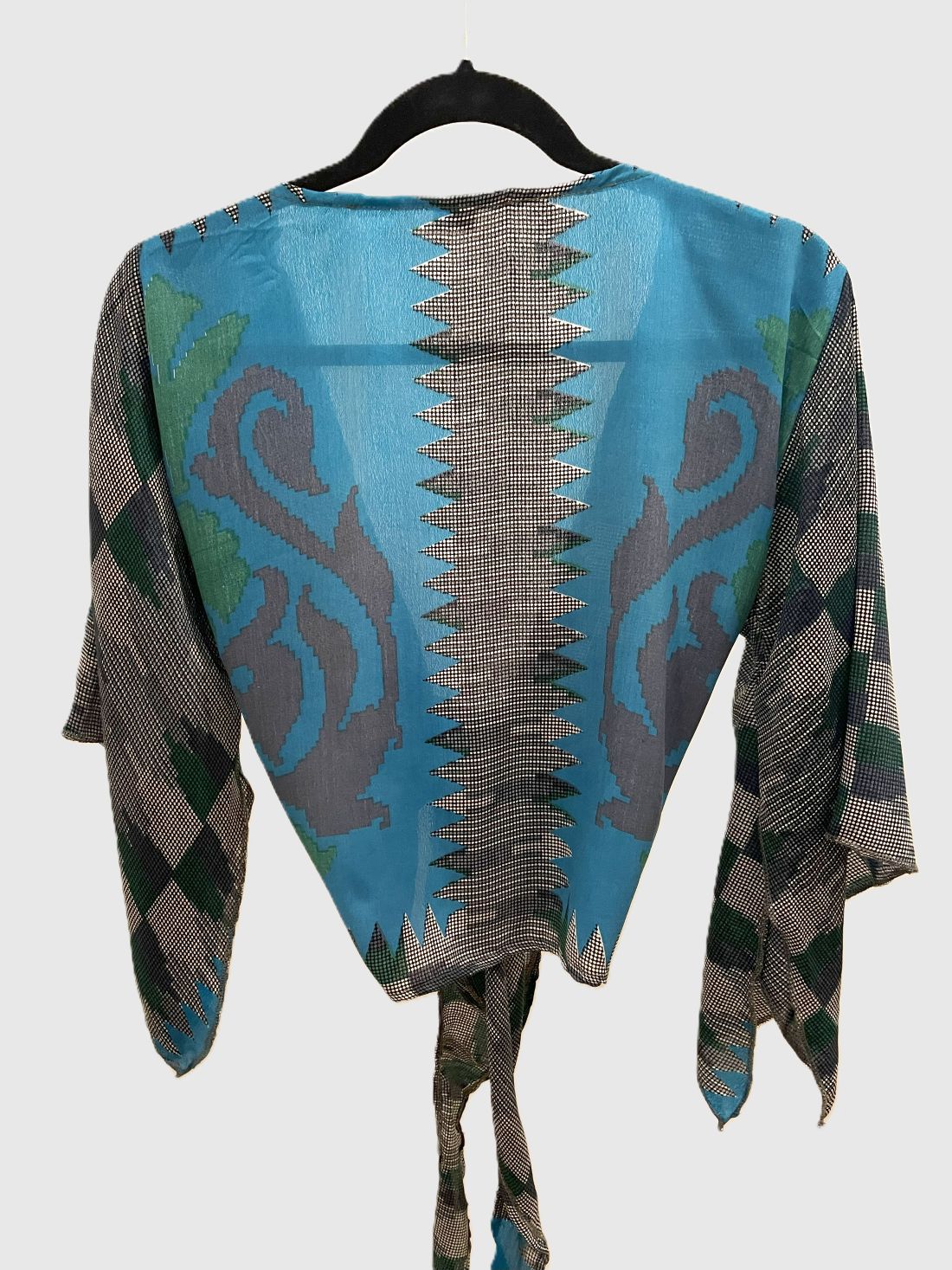 Indian Tight Top Bluse in Blau, Grün und Grau