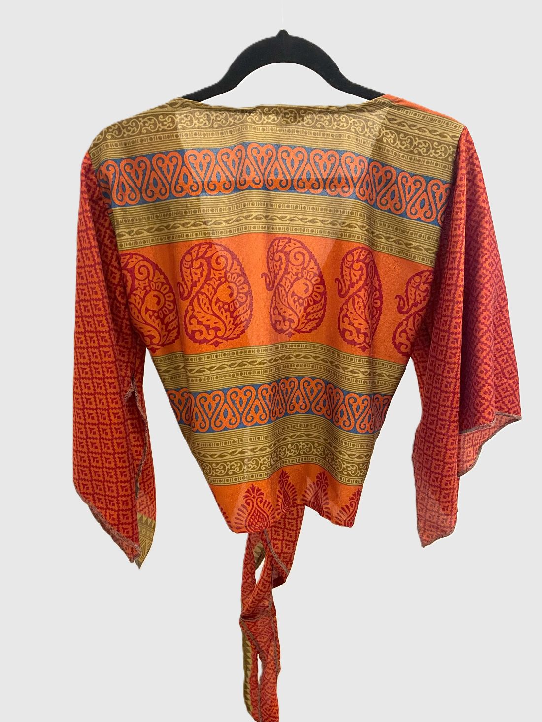 Indian Tight Top Bluse in Rostbraun, Beige und Orange