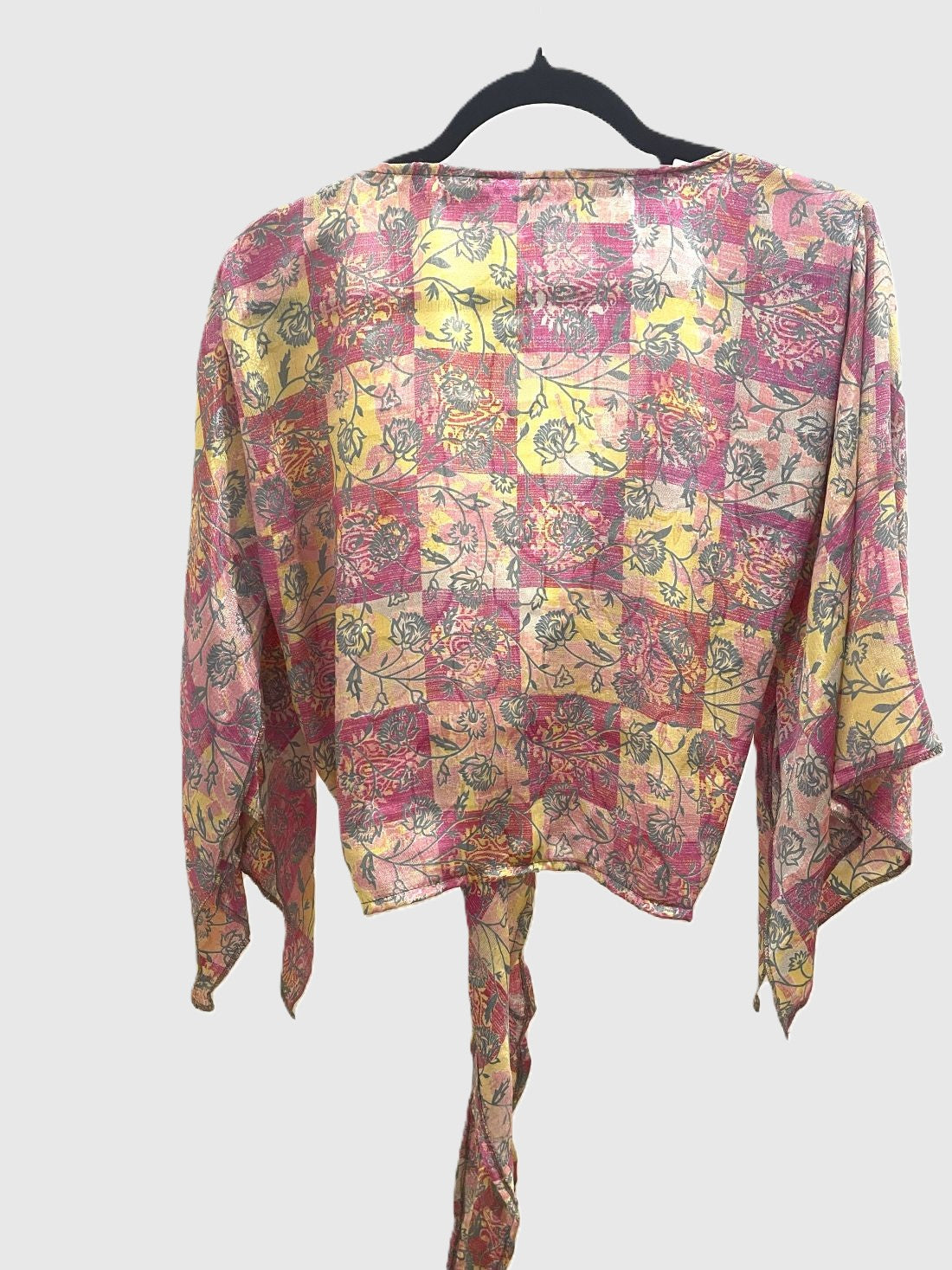 Indian Tight Top Bluse in Rosa, Gelb und Grau