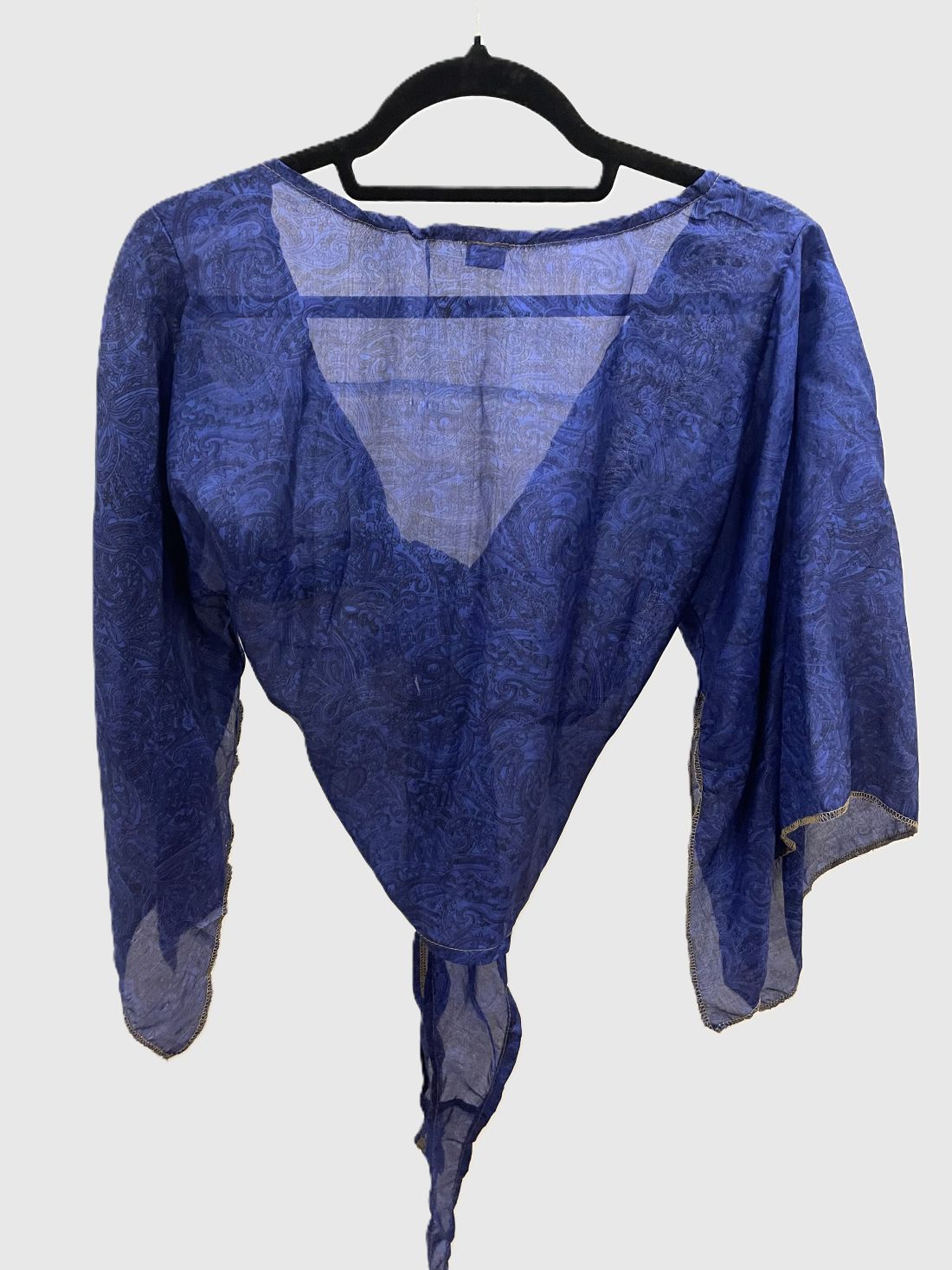 Upcycled Wickelbluse #607 - Blau