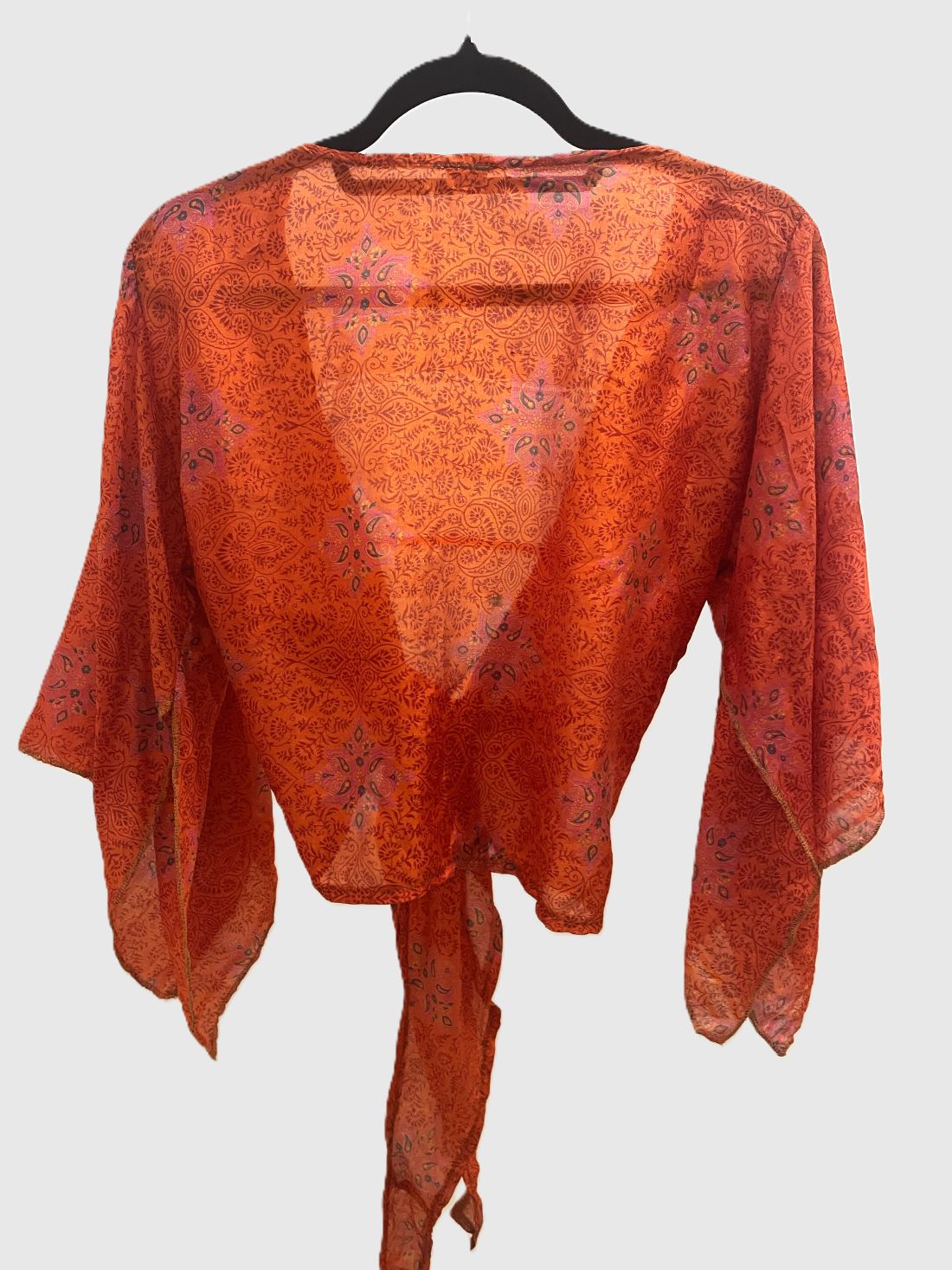 Upcycled Wickelbluse #615 - Rot, Lila & Blau