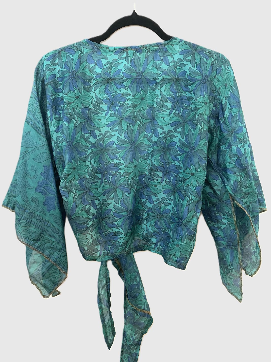 Upcycled Wickelbluse #624 - Blau