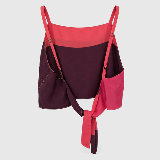 Upcycled Cropped Wickeltop #759 aus Vintage-Sari in Pink – Rückansicht