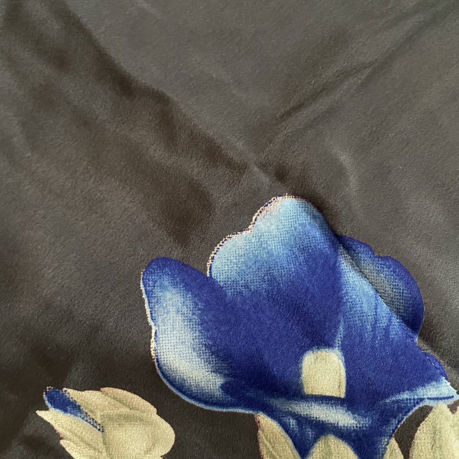 Upcycled Cropped Wickeltop #760 aus Vintage-Sari in Braun und Blau – Stoffdetail