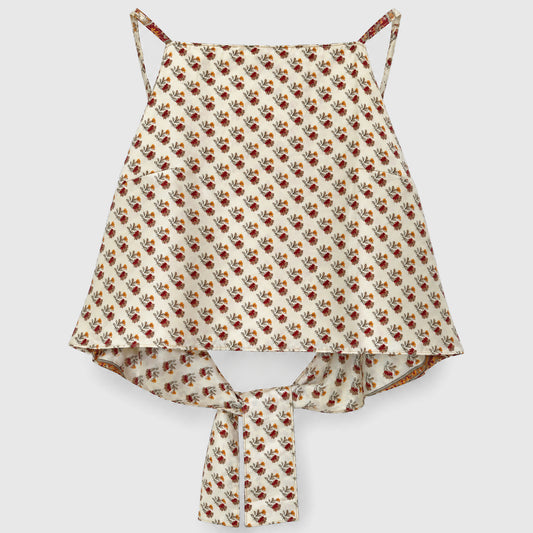 Upcycled Cropped Wickeltop #783 aus Vintage-Sari in Weiß – Vorderansicht