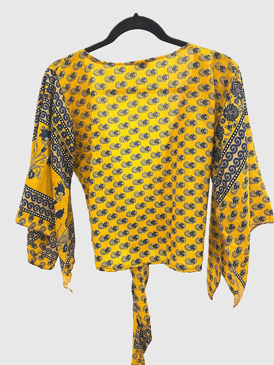 Indian Tight Top Bluse in Dunkelgelb und Blau