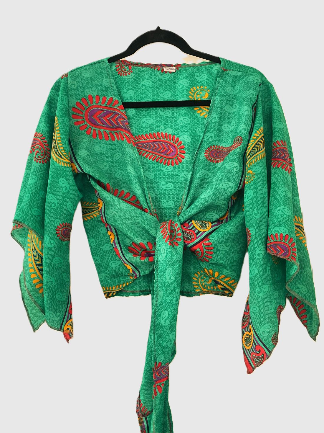 Indian Tight Top Bluse in Grün, Rot und Gelb