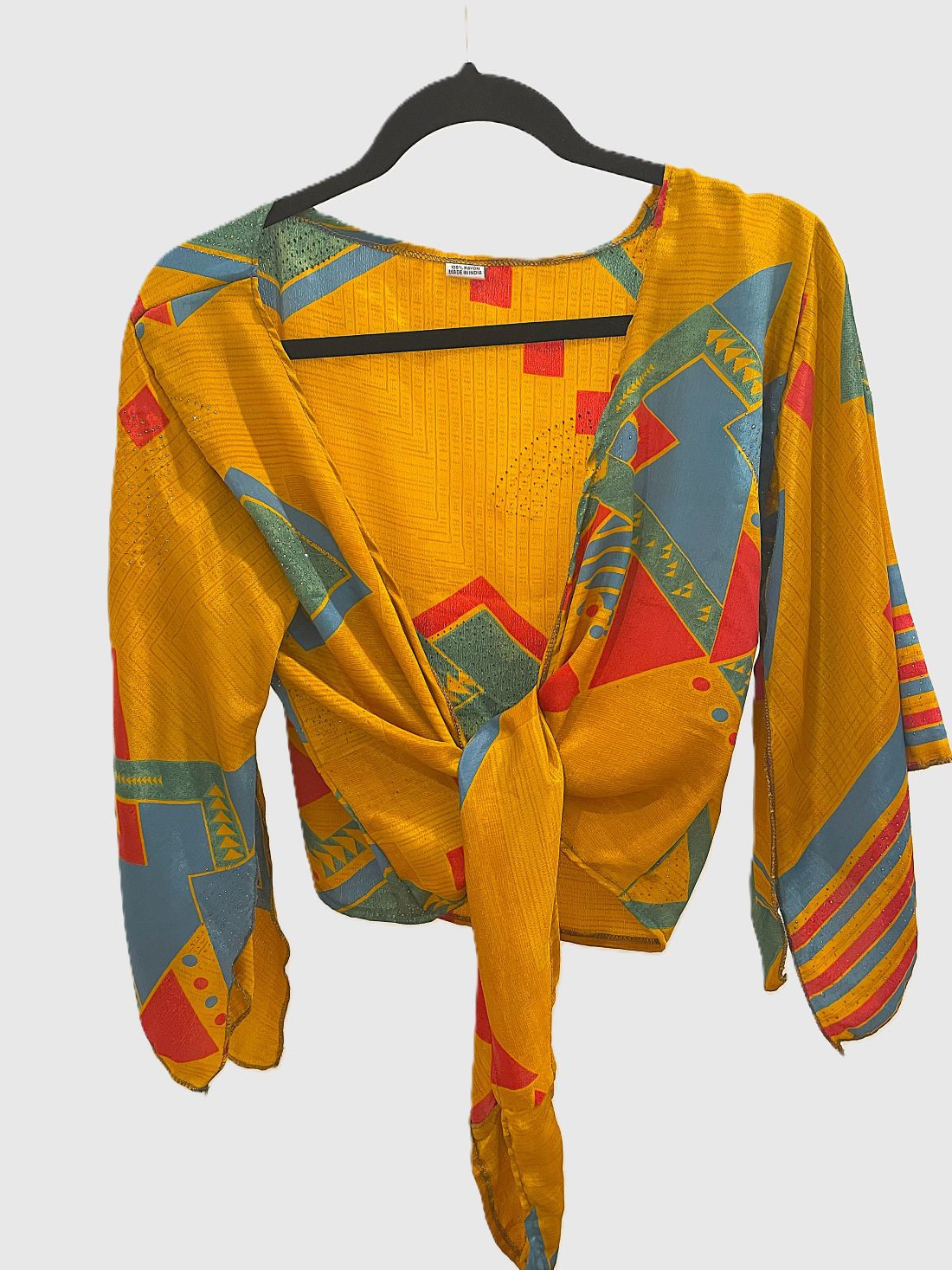 Indian Tight Top Bluse in Gelb, Blau und Rot