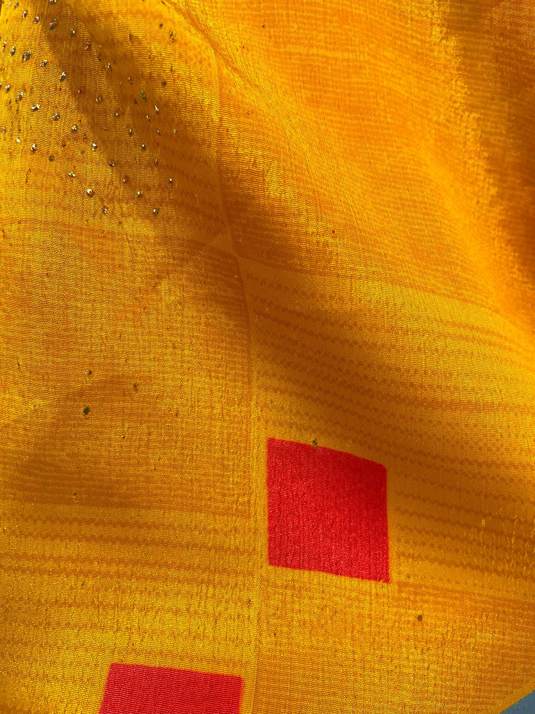 Indian Tight Top Bluse in Gelb, Blau und Rot