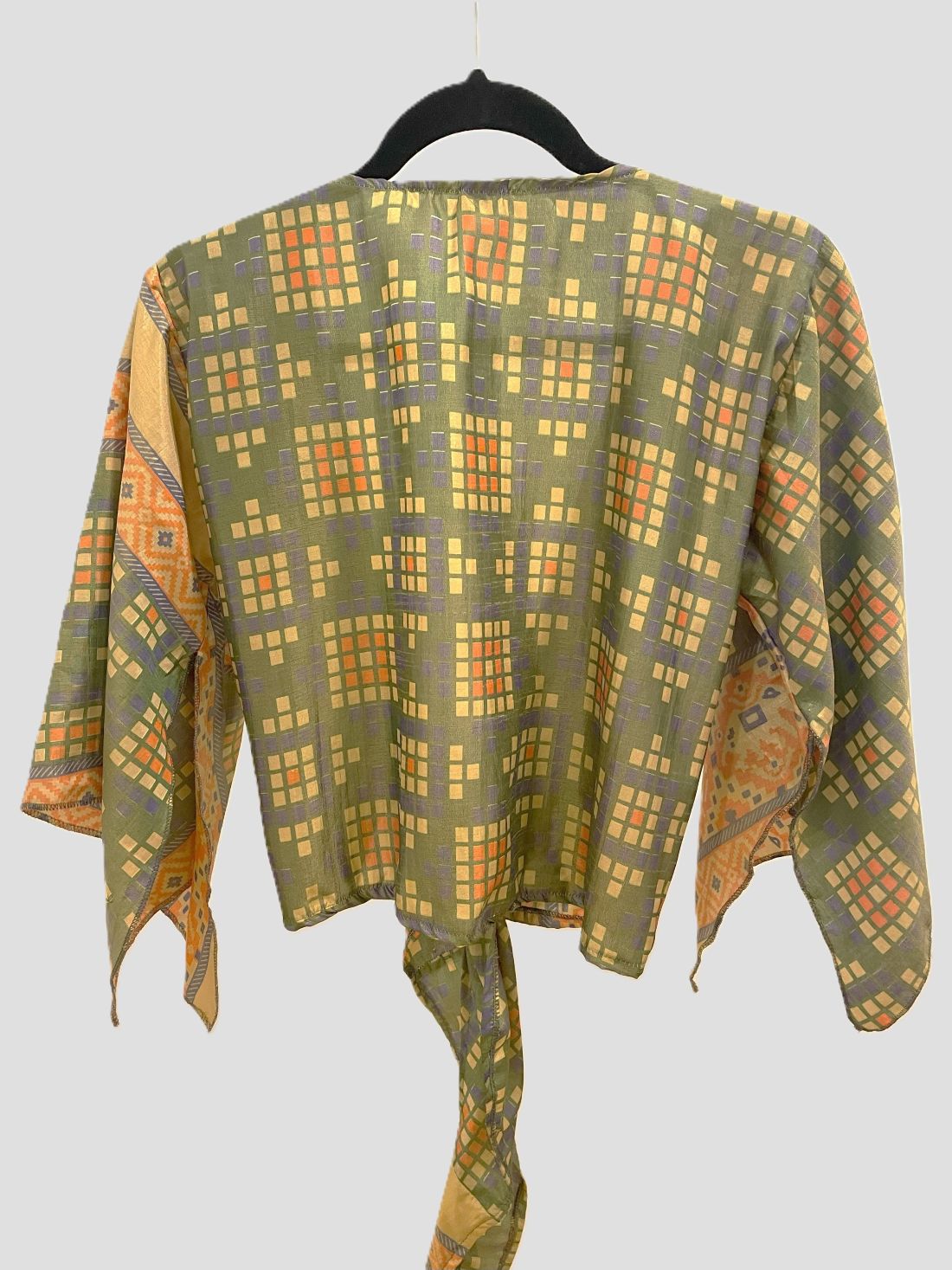 Indian Tight Top Bluse in Grün und Gelb