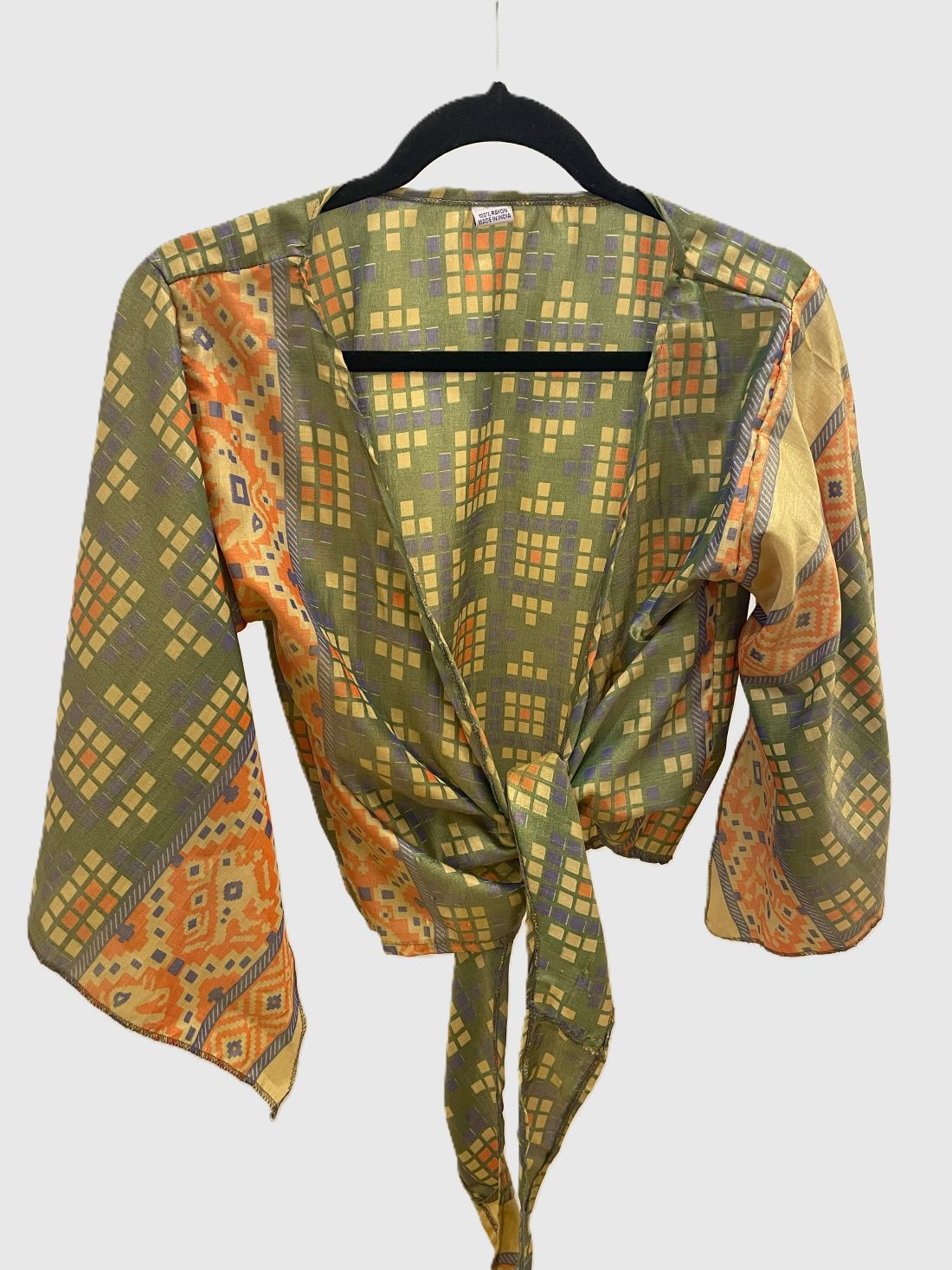 Indian Tight Top Bluse in Grün und Gelb