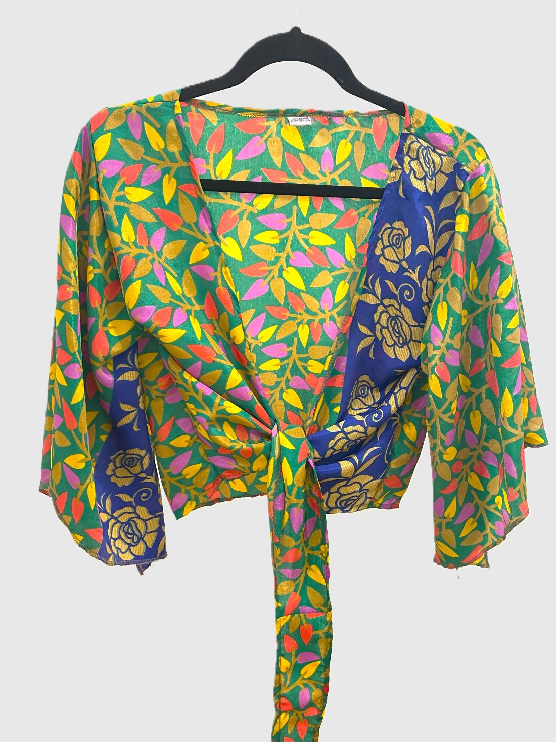 Indian Tight Top Bluse in Grün, Gelb, Lila und Blau