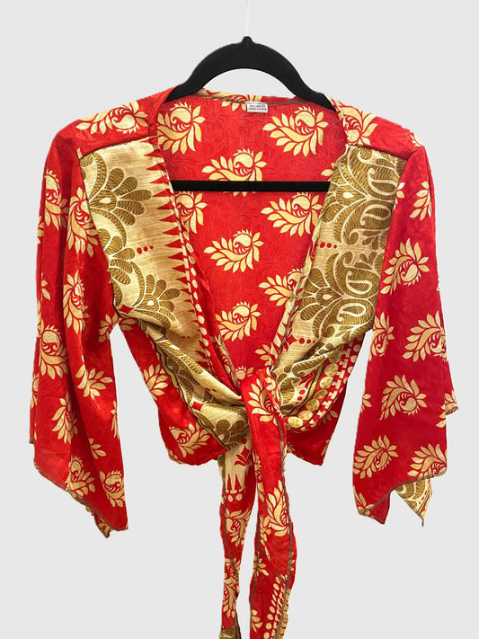 Indian Tight Top Bluse in Rot und Beige