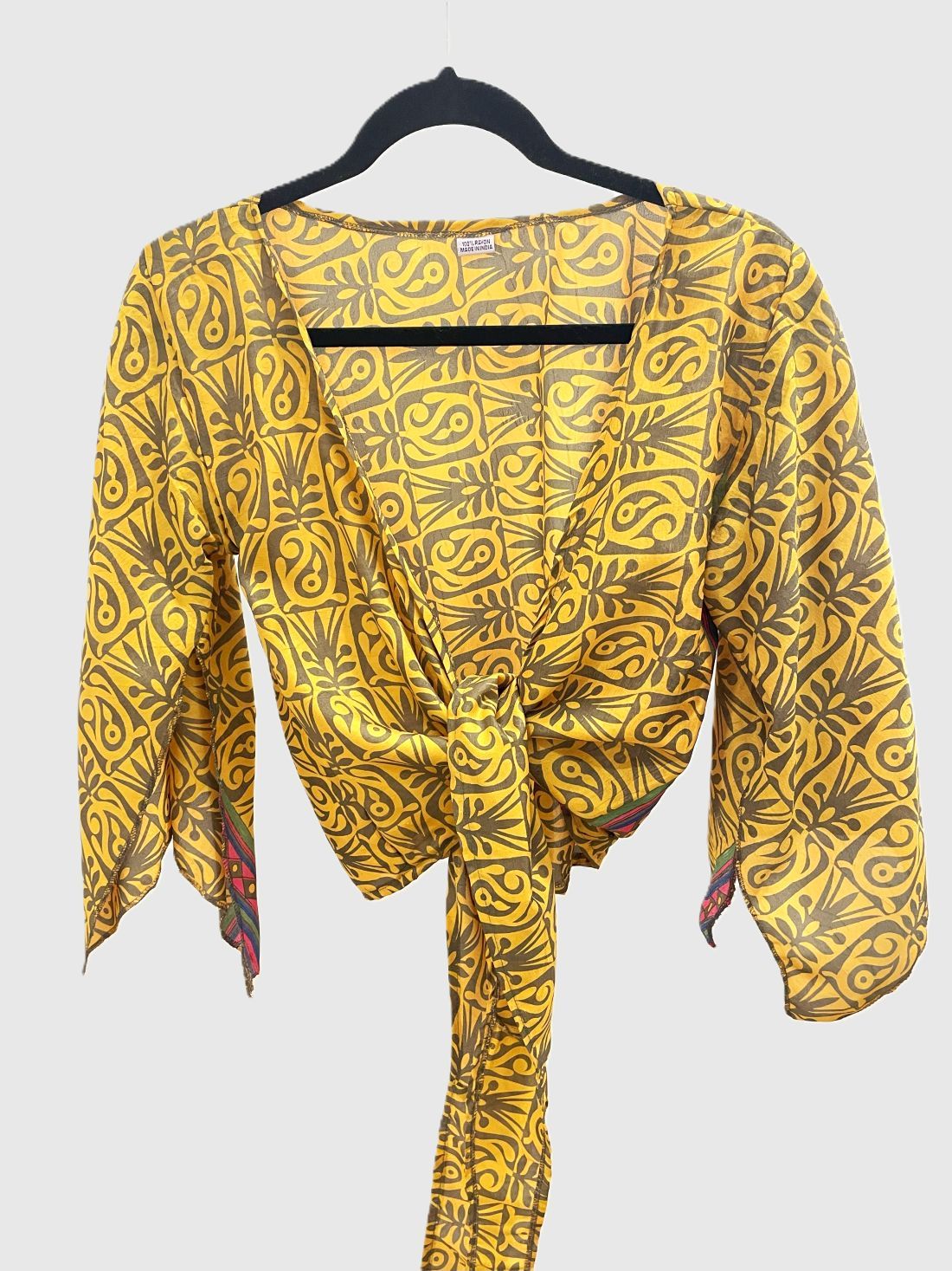 Indian Tight Top Bluse in Gelb und Grau