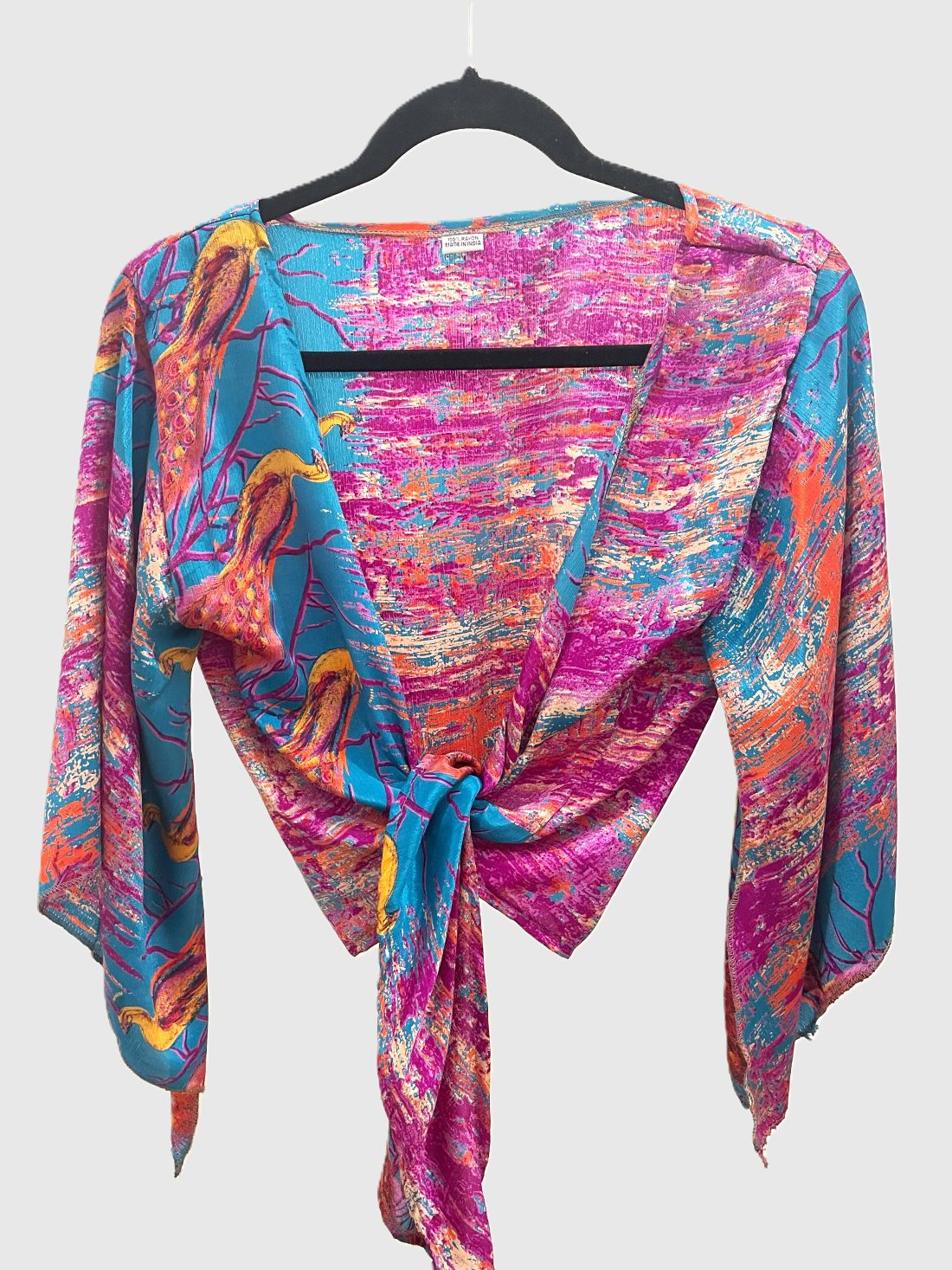 Indian Tight Top Bluse in Pink, Blau, Orange und Gelb