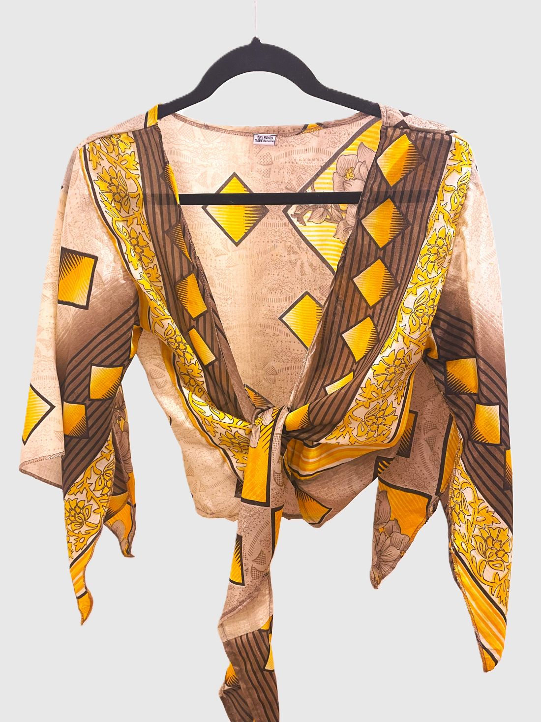Indian Tight Top Bluse in Beige, Braun und Gelb
