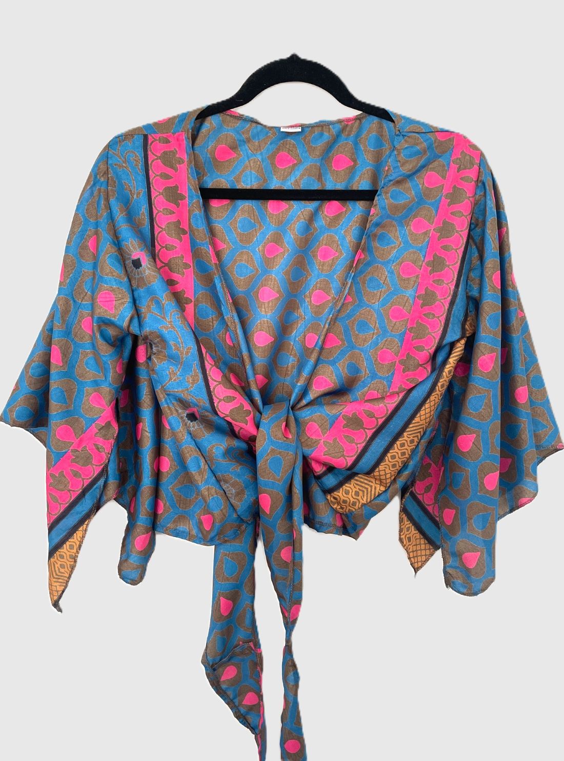 Indian Tight Top Bluse in Blau, Pink und Grau