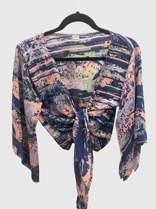 Indian Tight Top Bluse in Blau, Rosa und Grün