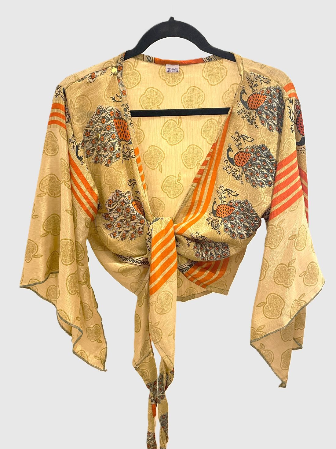 Indian Tight Top Bluse in Beige, Orange und Blau