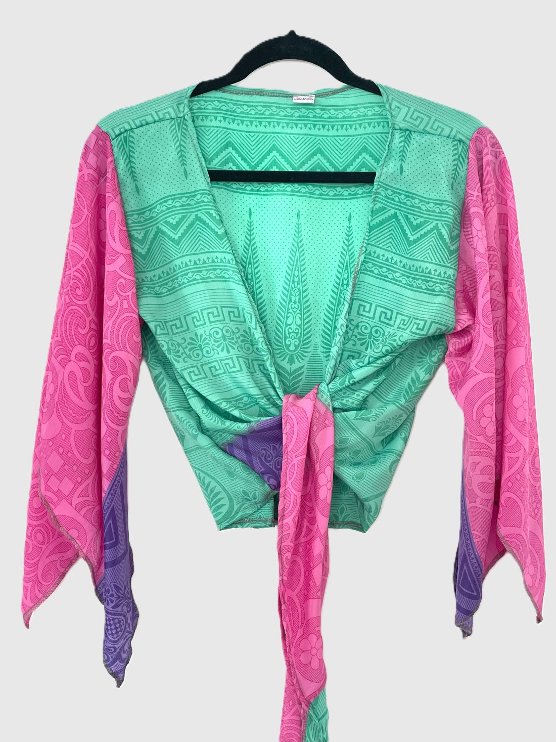 Indian Tight Top Bluse in Rosa, Grün und Lila