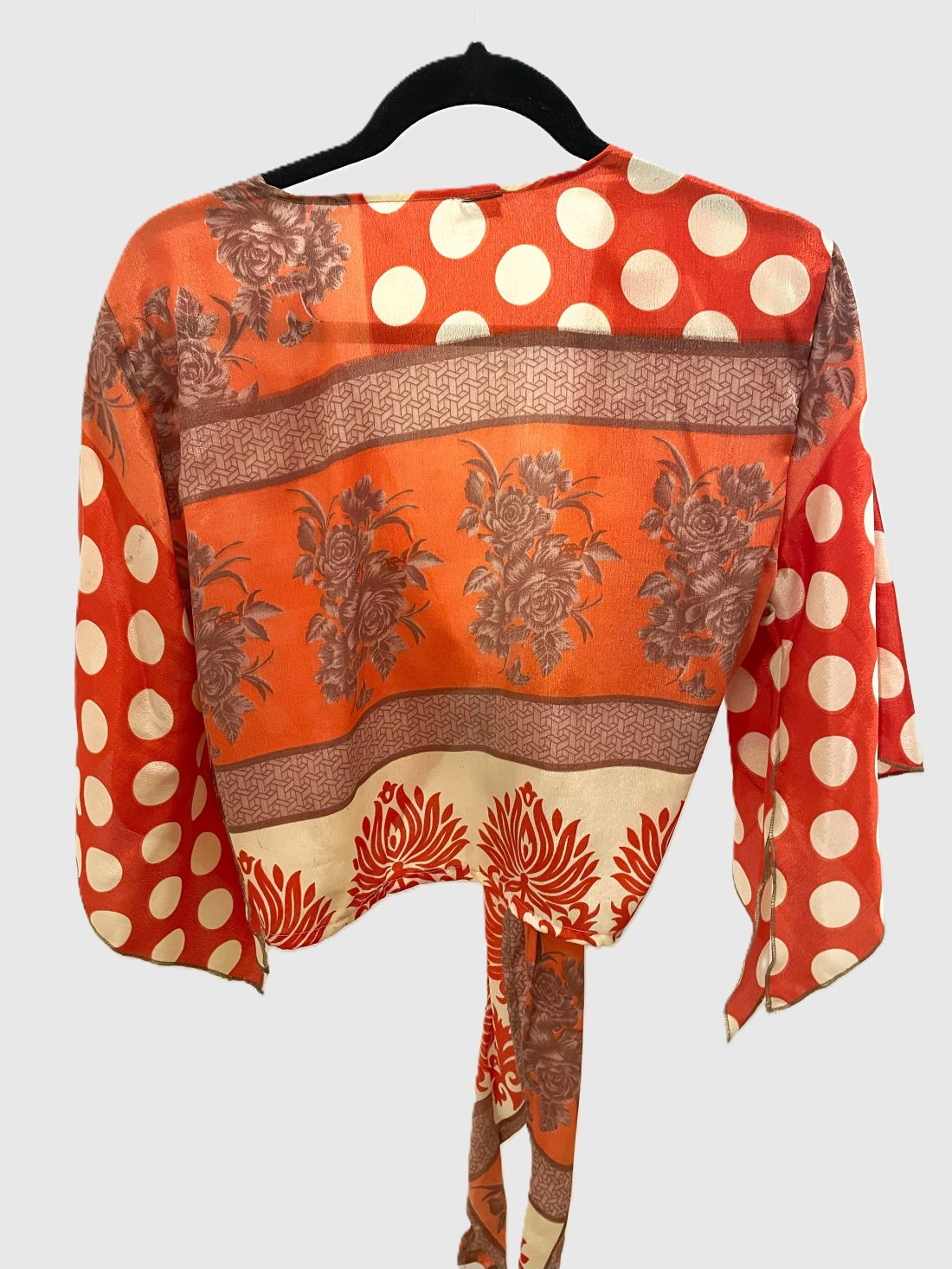 Indian Tight Top Bluse in Rot, Orange und Weiß