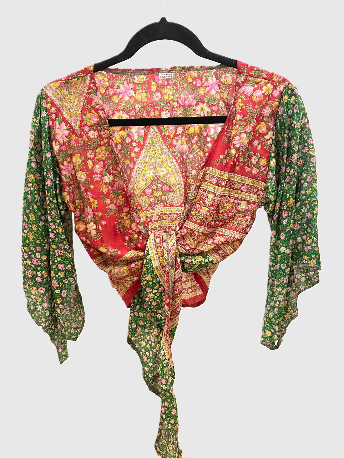 Indian Tight Top Bluse in Rot, Grün und Gelb