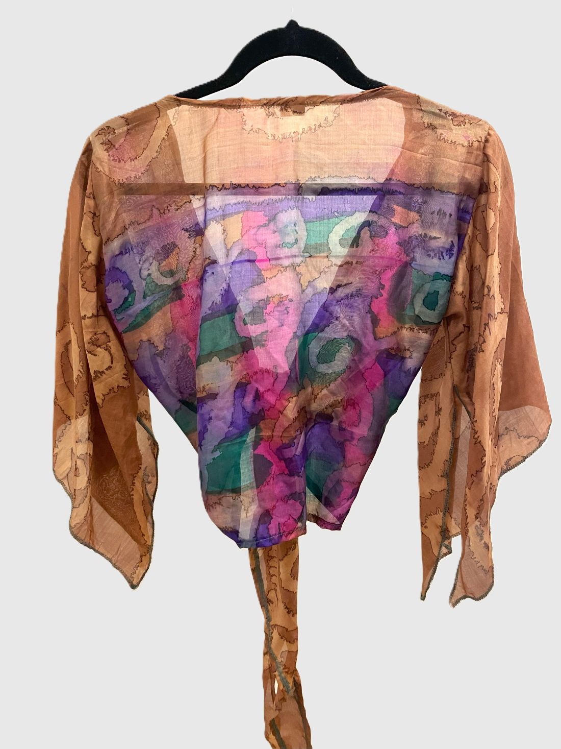 Indian Tight Top Bluse in Braun, Lila und Pink