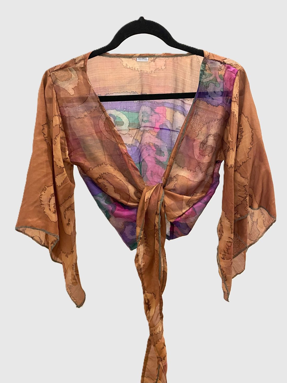 Indian Tight Top Bluse in Braun, Lila und Pink