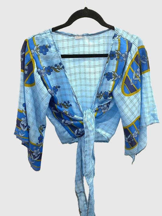 Indian Tight Top Bluse in Blau und Braun