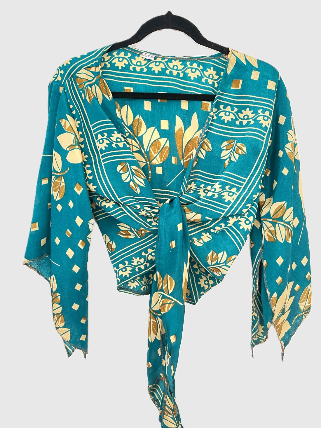 Indian Tight Top Bluse in Türkis, Beige und Braun