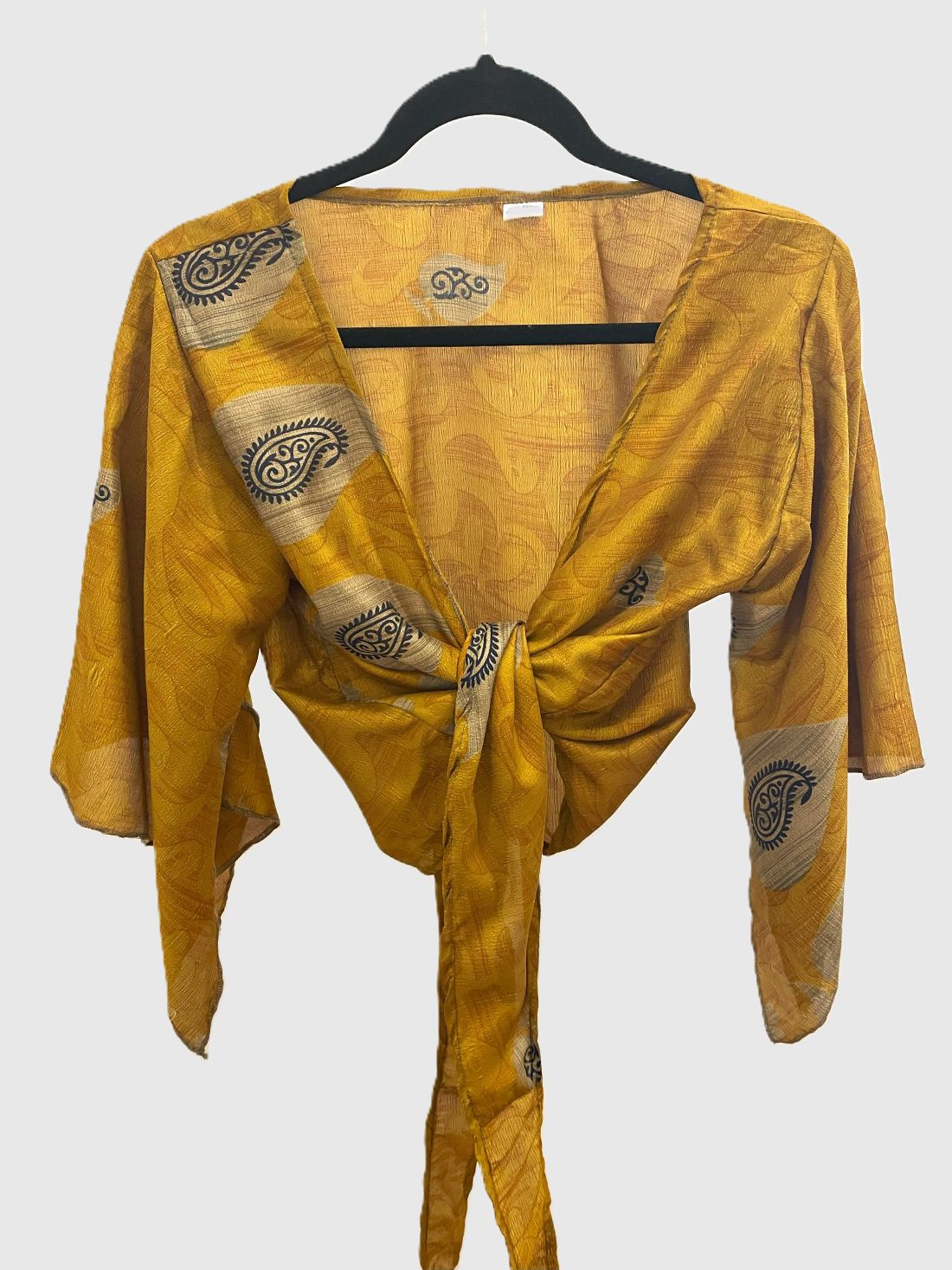 Indian Tight Top Bluse in Gold, Blau und Beige