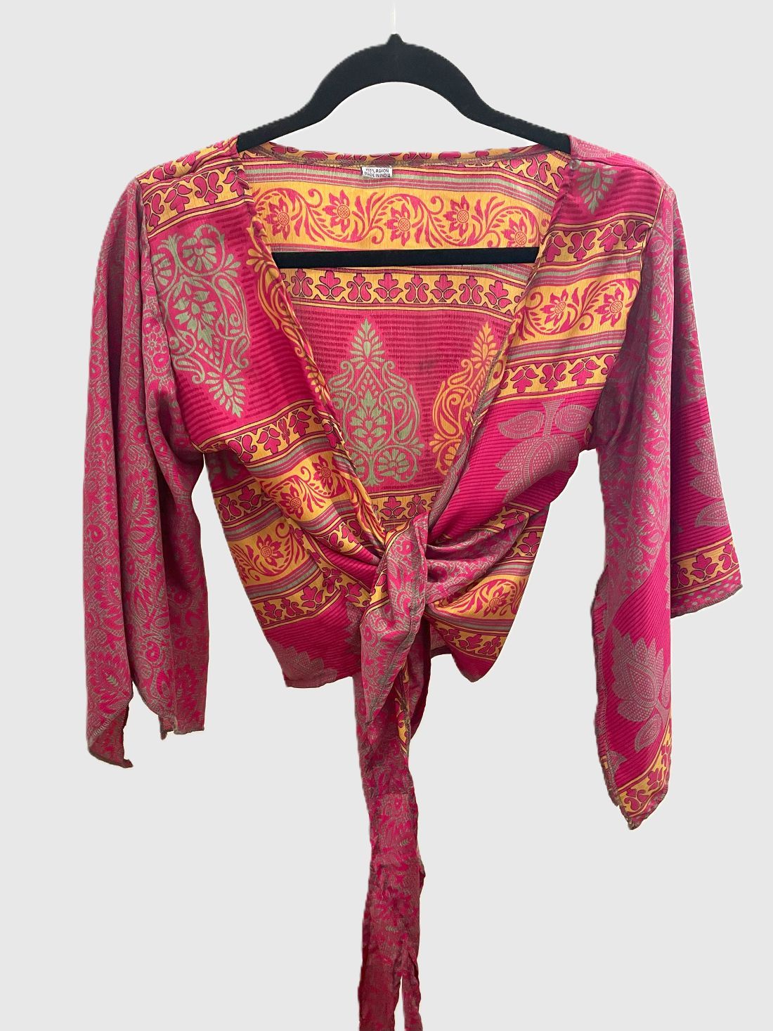 Indian Tight Top Bluse in Pink, Gelb und Grün