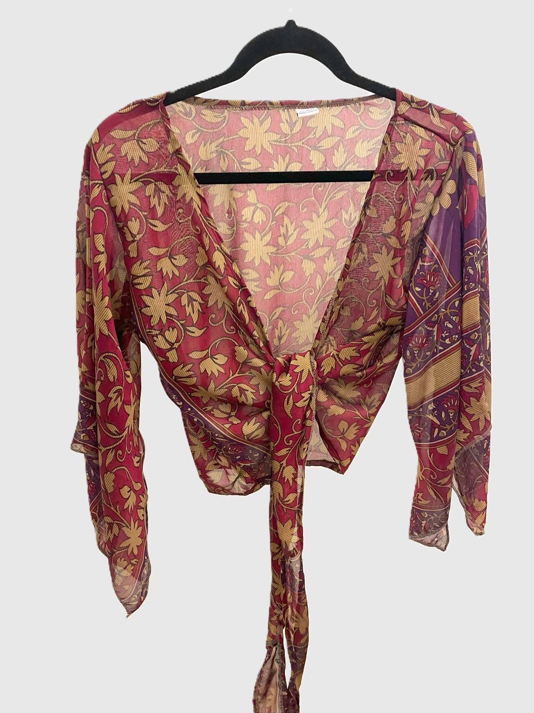 Indian Tight Top Bluse in Rot, Gold und Violett