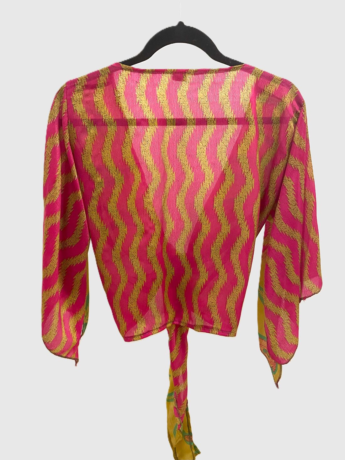 Indian Tight Top Bluse in Pink, Ocker und Grün