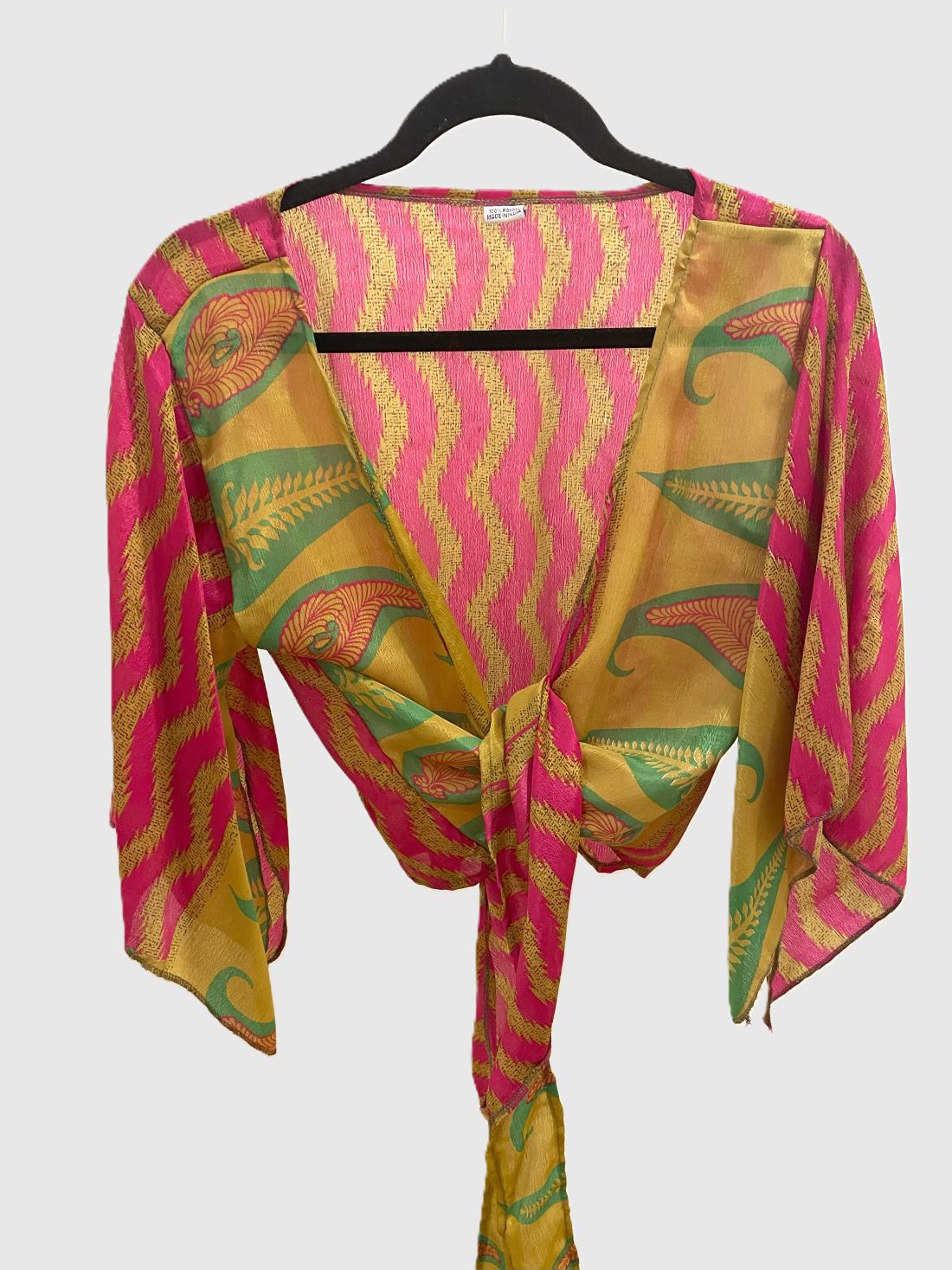 Indian Tight Top Bluse in Pink, Ocker und Grün