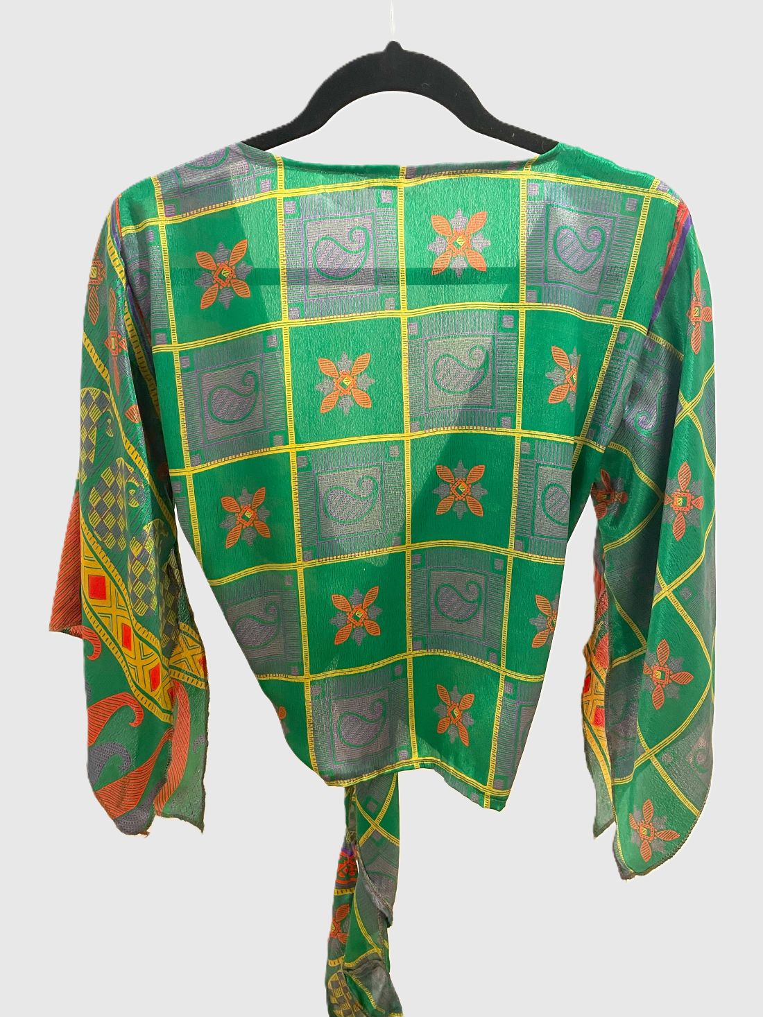 Indian Tight Top Bluse in Grün, Gelb und Rot