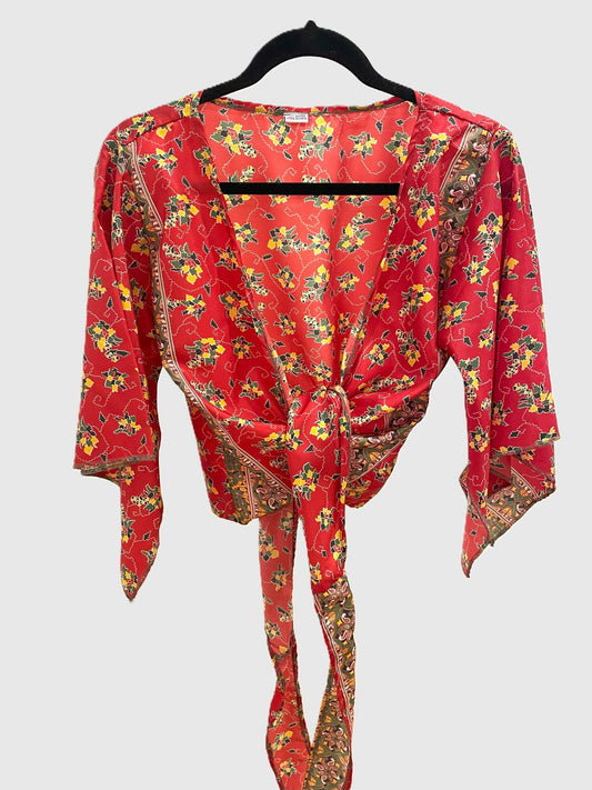 Indian Tight Top Bluse in Rot, Gelb und Grün