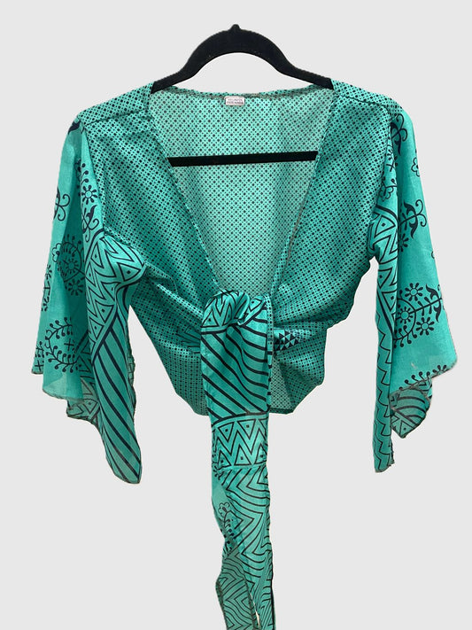 Indian Tight Top Bluse in Türkis und Blau