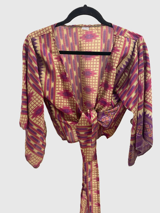 Indian Tight Top Bluse in Lila, Pink und Beige