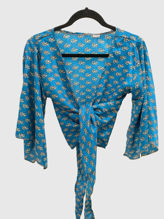 Indian Tight Top Bluse in Blau und Weiß