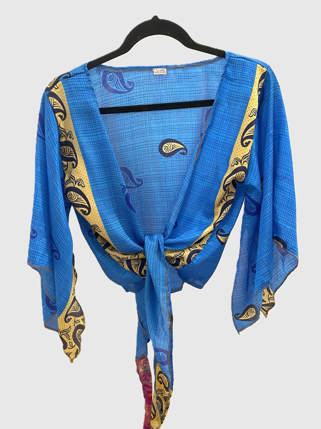 Indian Tight Top Bluse in Blau, Beige und Pink