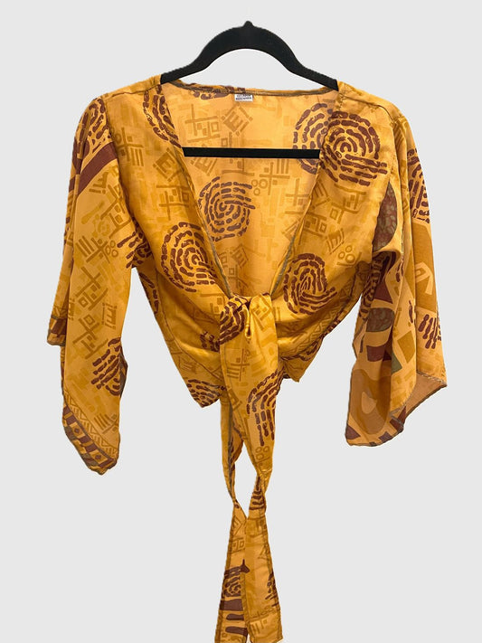 Indian Tight Top Bluse in Ocker und Braun