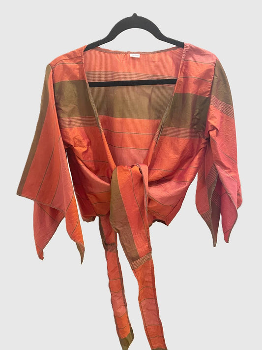 Indian Tight Top Bluse in Braun und Rot