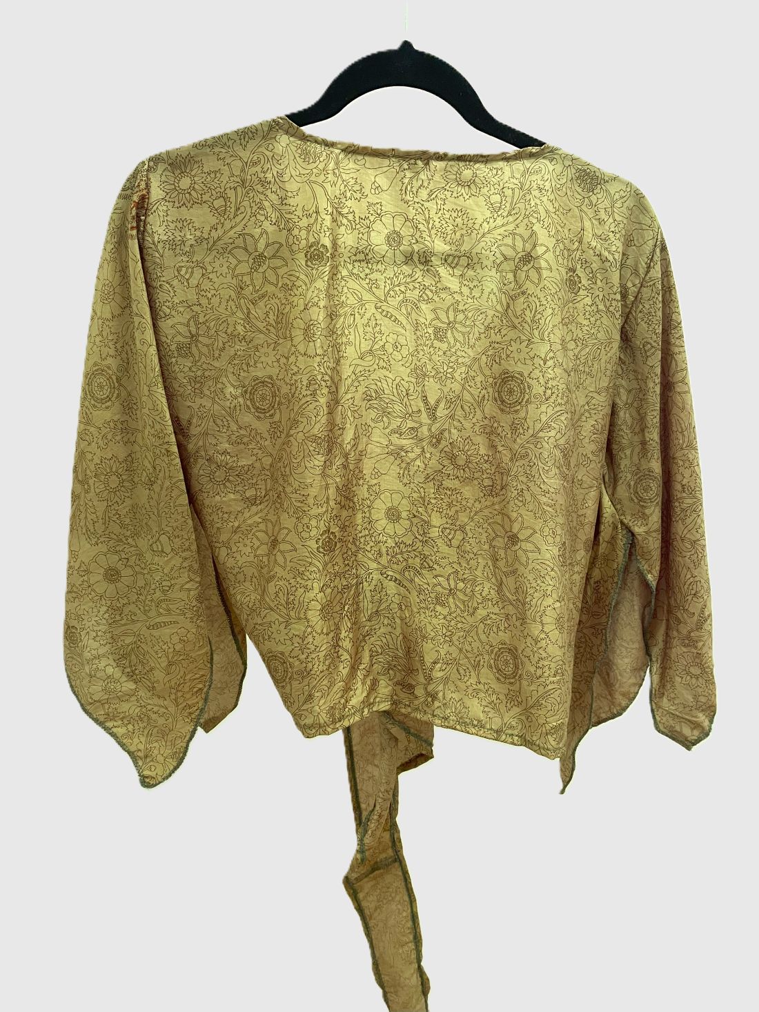 Indian Tight Top Bluse in Goldgrün und Braun