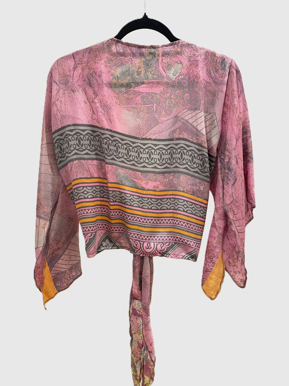 Indian Tight Top Bluse in Rosa, Grau und Orange