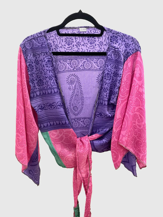 Indian Tight Top Bluse in Rosa, Lila und Grün