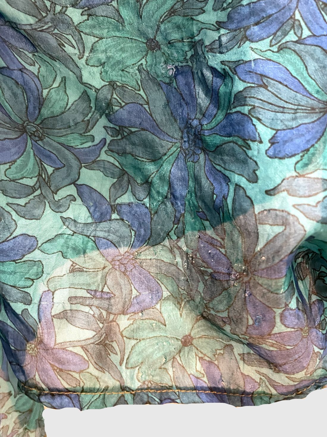 Indian Tight Top Bluse in Blau und Grün mit Löcher