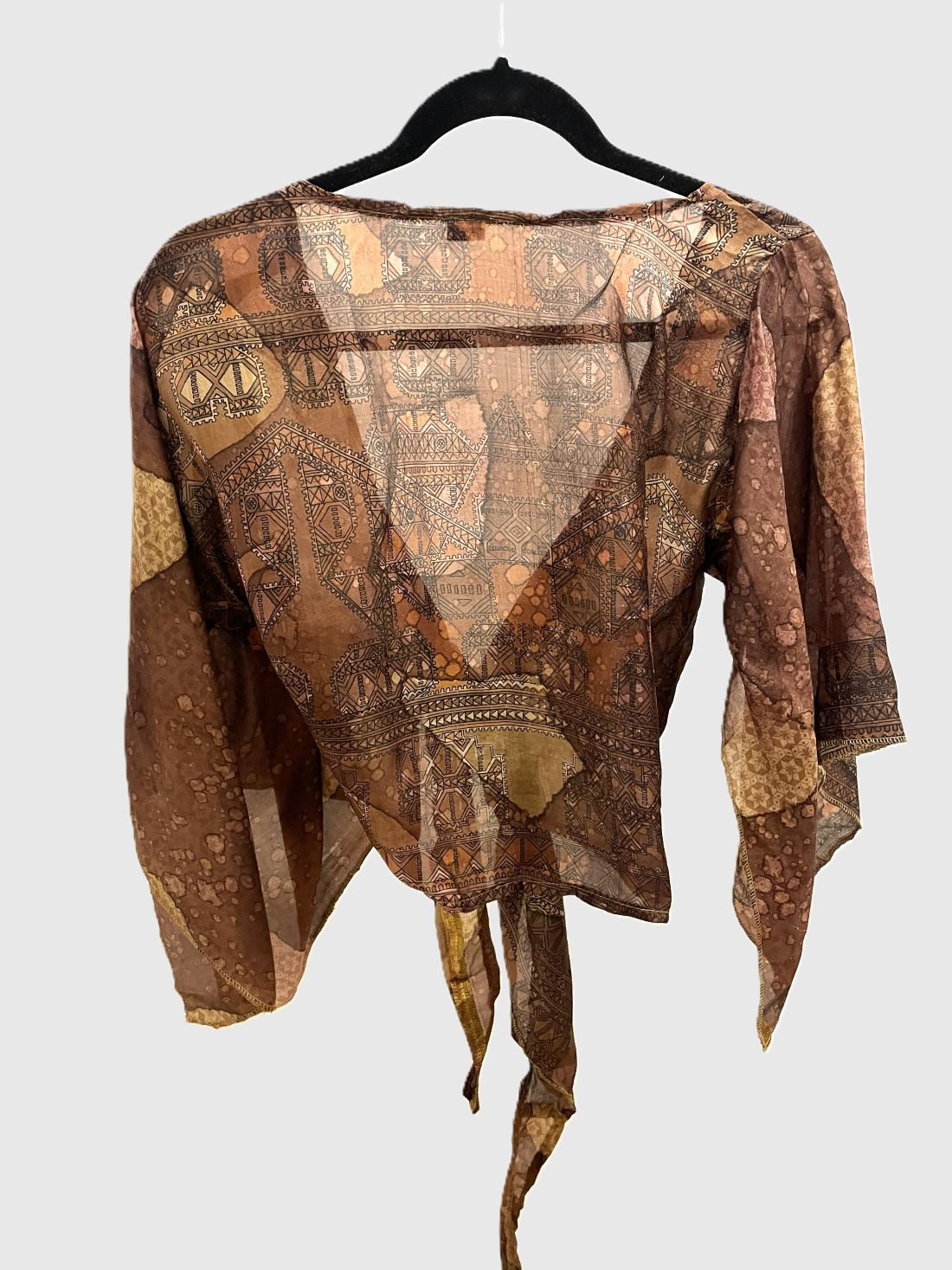 Upcycled Wickelbluse #600 -  Braun