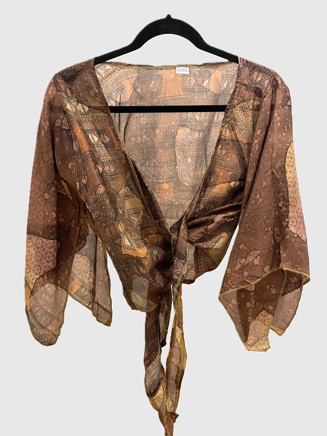 Upcycled Wickelbluse #600 -  Braun